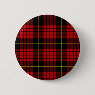 Badge Rond 5 Cm Bouton rouge Tartan
