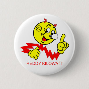 Badge Rond 5 Cm Bouton rouge très amusant Kilowatt
