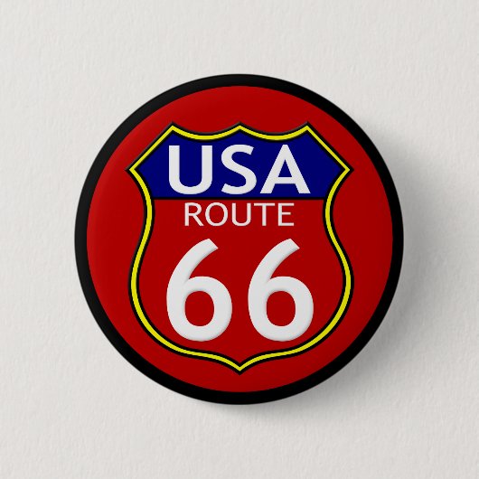 Badge Rond 5 Cm Bouton Route 66 USA (Devant)
