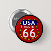 Badge Rond 5 Cm Bouton Route 66 USA (Devant & derrière)