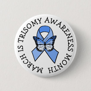Badge Rond 5 Cm Bouton ruban de sensibilisation à la Trisomie