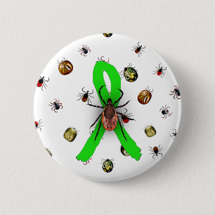 Badge Rond 5 Cm Bouton Ruban de Sensibilisation aux Tiques Maladie