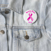 Badge Rond 5 Cm Bouton Ruban rose cancer du sein (En situation)