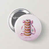Badge Rond 5 Cm Bouton Ruban rose des gouttes d'eau (Devant & derrière)