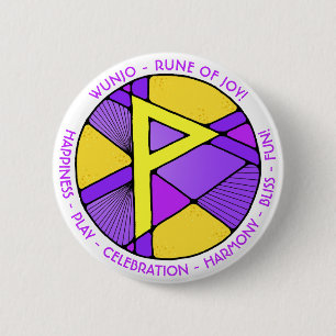 Badge Rond 5 Cm Bouton Rune Wunjo Art Nouveau - JOIE !
