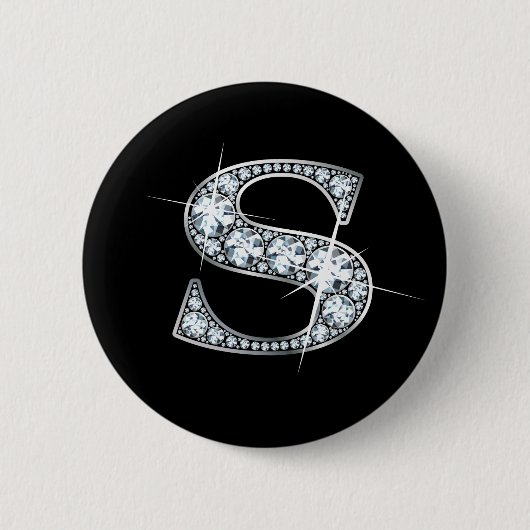 Badge Rond 5 Cm Bouton "S" Diamond Bling (Devant)