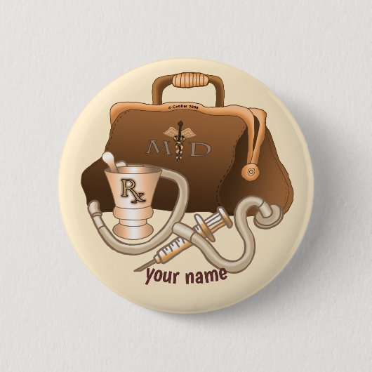 Badge Rond 5 Cm Bouton Sac Médicale (Devant)