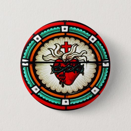 Badge Rond 5 Cm Bouton sacré de coeur (Devant)
