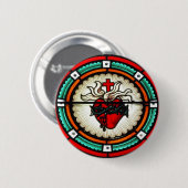 Badge Rond 5 Cm Bouton sacré de coeur (Devant & derrière)