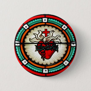 Badge Rond 5 Cm Bouton sacré de coeur