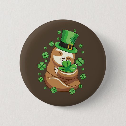 Badge Rond 5 Cm Bouton Saint Patrick's Day Sloth (Devant)