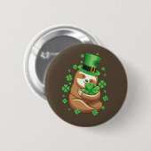 Badge Rond 5 Cm Bouton Saint Patrick's Day Sloth (Devant & derrière)