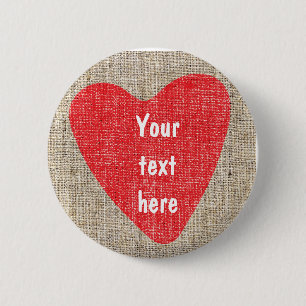 Badge Rond 5 Cm Bouton Saint-Valentin Mariage Campagnard Rustique 