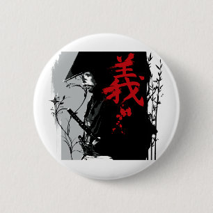 Badge Rond 5 Cm Bouton samouraï foncé de GI