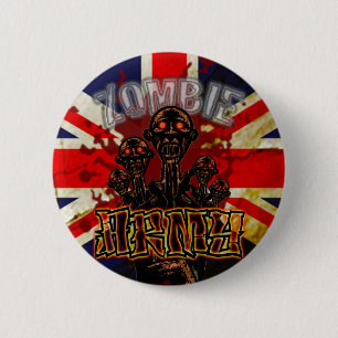 Badge Rond 5 Cm Bouton sanglant d'armée de zombi