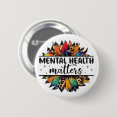 Badge Rond 5 Cm Bouton Santé mentale, moteur (Devant & derrière)