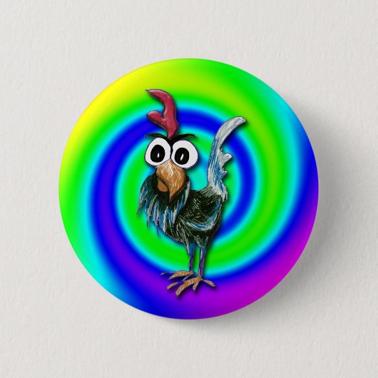 Badge Rond 5 Cm Bouton sauvage et fou de coq (Devant)