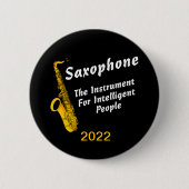 Badge Rond 5 Cm Bouton Saxophone intelligent (Devant)
