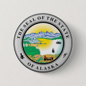 Badge Rond 5 Cm Bouton Sceau de Alaska State USA (Devant)