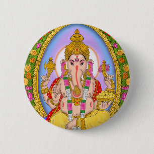 Badge Rond 5 Cm Bouton Seigneur Ganesha