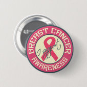 Badge Rond 5 Cm Bouton Sensibilisation au cancer du sein (Devant & derrière)