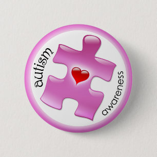Badge Rond 5 Cm Bouton sensibilisation sur l'autisme - Rose