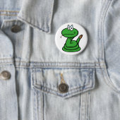 Badge Rond 5 Cm Bouton Serpent vert (En situation)