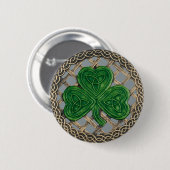 Badge Rond 5 Cm Bouton shamrock Et Noeuds Celtiques Gris (Devant & derrière)