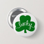 Badge Rond 5 Cm Bouton Shamrock vert Lucky (Devant & derrière)
