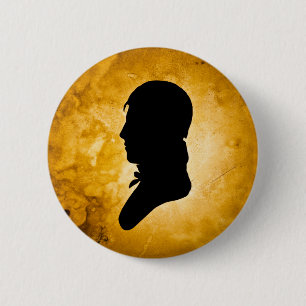 Badge Rond 5 Cm Bouton "Silhouette gentille sur or"