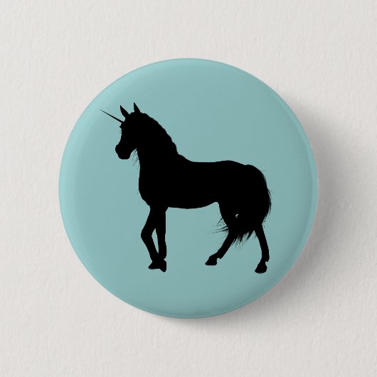 Badge Rond 5 Cm Bouton Silhouette Unicorne (Devant)