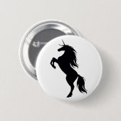 Badge Rond 5 Cm Bouton Silhouette Unicorne noire (Devant & derrière)