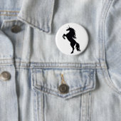 Badge Rond 5 Cm Bouton Silhouette Unicorne noire (En situation)