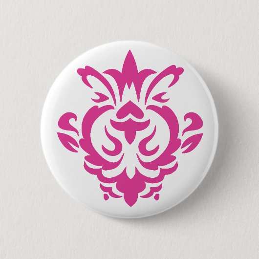Badge Rond 5 Cm Bouton (simple) rose baroque (Devant)