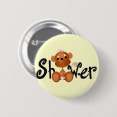 Badge Rond 5 Cm Bouton Singe Bébé Rose (Devant & derrière)