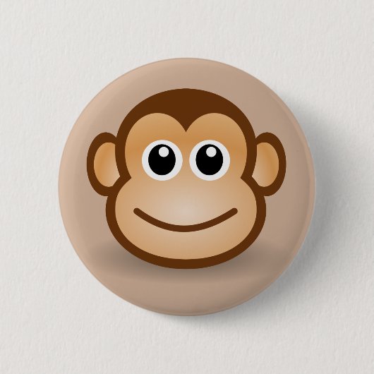 Badge Rond 5 Cm Bouton Singe souriant Animé (Devant)