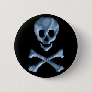 Badge Rond 5 Cm Bouton SKULL 3D