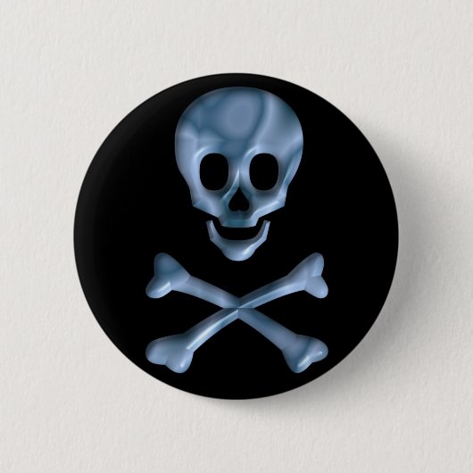 Badge Rond 5 Cm Bouton SKULL 3D (Devant)