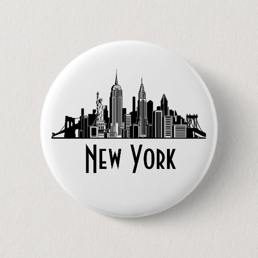 Badge Rond 5 Cm Bouton Skyline de New York (Devant)