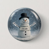 Badge Rond 5 Cm Bouton Snowman personnalisé avec Écharpe personnal (Devant)
