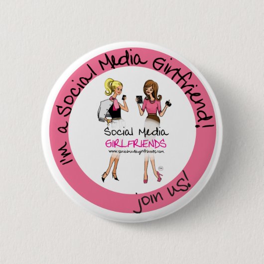 Badge Rond 5 Cm Bouton social d'amies de médias (Devant)