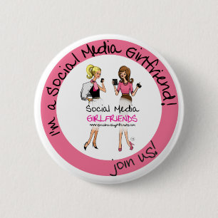 Badge Rond 5 Cm Bouton social d'amies de médias