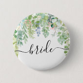 Badge Rond 5 Cm Bouton Soft Green Bridal Party - Mariée (Devant)
