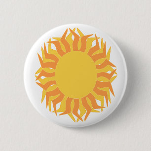Badge Rond 5 Cm Bouton soleil orange jaune