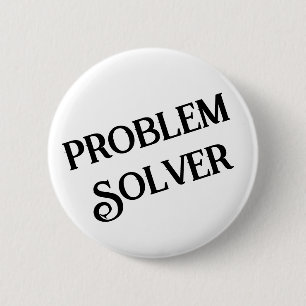 Badge Rond 5 Cm Bouton Solveur de problème noir blanc