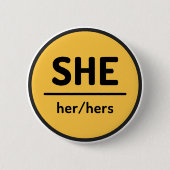 Badge Rond 5 Cm Bouton Son Pronoun - Jaune (Devant)