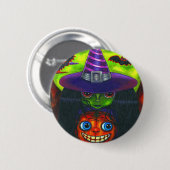 Badge Rond 5 Cm Bouton Sortie Citrouille Halloween (Devant & derrière)