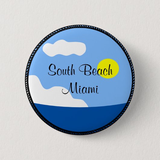 Badge Rond 5 Cm Bouton South Beach Miami (Devant)