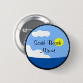 Badge Rond 5 Cm Bouton South Beach Miami (Devant & derrière)