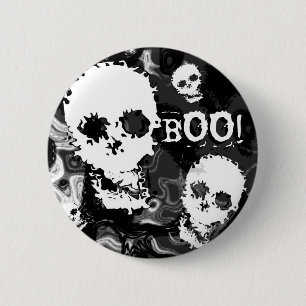 Badge Rond 5 Cm Bouton Spectres crâniens B&W 'Boo!'